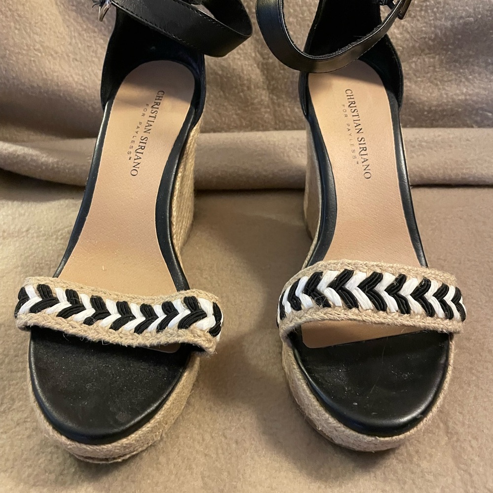 Christian Siriano Black and Cream Espadrille Sandals